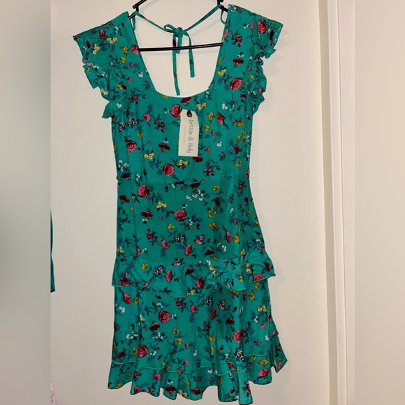 Lottie & Holly B.O.G Collective Green Floral Ruffle Dress - Picture 1 of 3